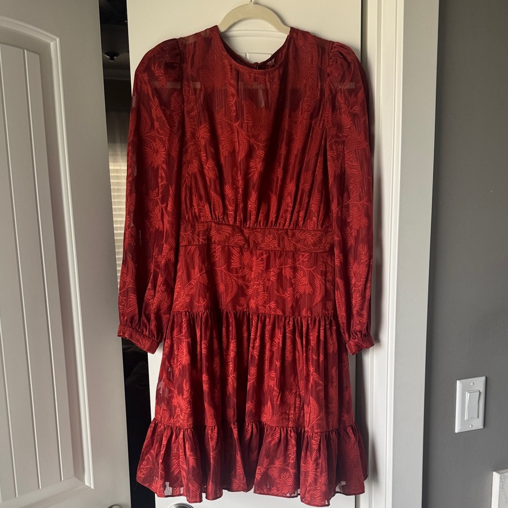 Elegant Orange Long-Sleeve Dress